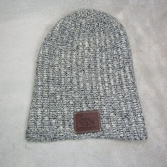 Love Your Melon Accessories - Love Your Melon Womens Knit Hat Speckled Beanie Brown Logo Black White One Size